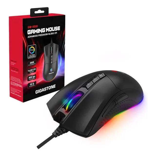 Ratón De Juegos Gigastone, Con Cable, Óptico, 10 Botones, Dp