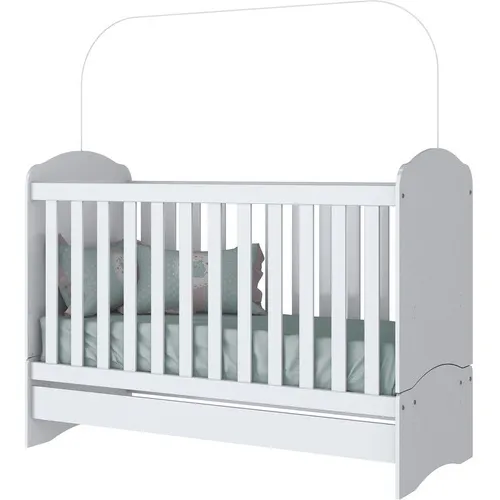Mini Henn Berço Bala De Menta 3 Em 1 Que Vira Cama Para Quarto De Bebê Menina E Menino Com Grade De Proteção Removível Cor Branco