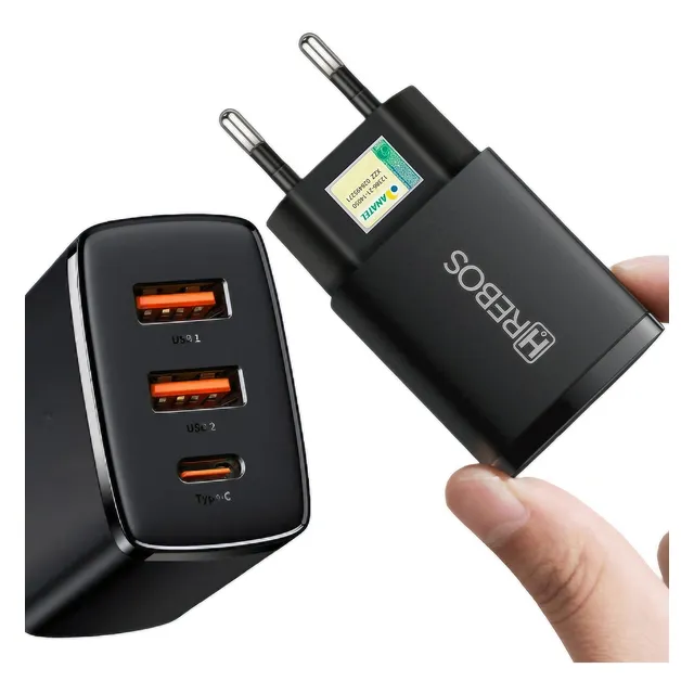 Carregador Celular Fonte Usb C Tomada Turbo 56w Triplo Usb