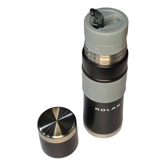 Termo Mate Listo Autocebante Acero Inoxidable 750ml Rolan Negro