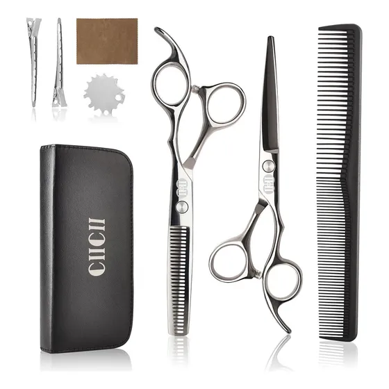 Tijeras Para Cabello Profesional Ciicii®, 6.7 Tijeras Barbero, Tijeras De Peluqueria, 8pzs Kit De Tijeras Cabello (Tijeras Para Degrafilar & Tijeras Cortar Pelo) Para Bricolaje Hogar Barberia.