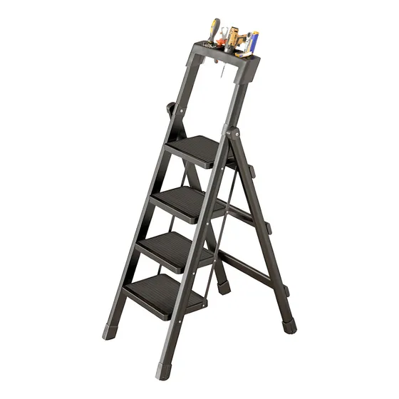 Escalera De Metal Plegable 4 Escalones 81 Cm Altura  Segura
