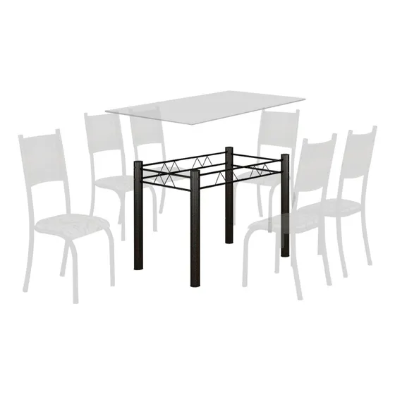 Base Mesa 6 Cadeiras Jantar Retangular Vidro Granito Madeira