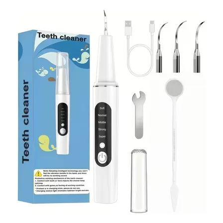 Limpador Dental Ultrassônico Recarregável Com 3 Dicas