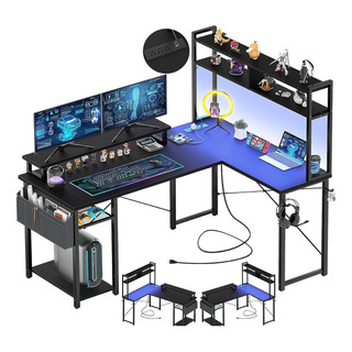 Escritorio Con Luces Led Y Enchufes En L Para Juego Plegable Escritorio Con Luces Led Y Enchufes En L Para Juego Plegable