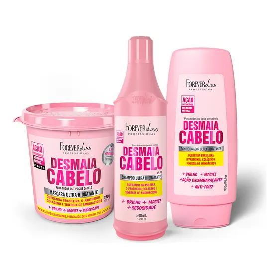 Kit Desmaia Cabelo Com Shampoo, Máscara, Condic Forever Liss