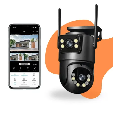 Câmera De Segurança Ip Interna Externa Wifi A28/a31/8695 Dome Lente Dupla Lentes 2 Em 1 Prova Dagua Ip66 App Icsee Vigilância Visão Noturna Infravermelho Alarme Auto Tracking Brazuca Preto