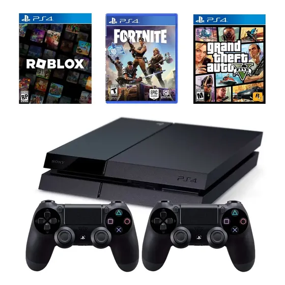 Sony Playstation 4 500gb Preto Onyx + 2 Controles+ Jogo Game (Recondicionado)
