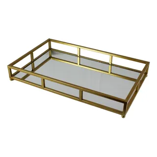 Bandeja Retangular Café Decorativa Espelhada Dourada 60x40 Bandeja Retangular Café Decorativa Espelhada Dourada 60x40