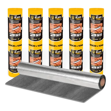 05 Mantas Asfáltica 90cm X 10m Telhado Auto Adesiva Dryko