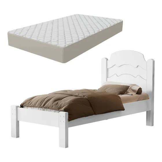 Cama De Solteiro Iris Mdf Resistente Iris Com Colchão
