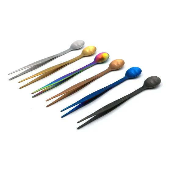 All Right Fusión Pinza Cuchara Emplatado Cocina Para Chef Color Plata