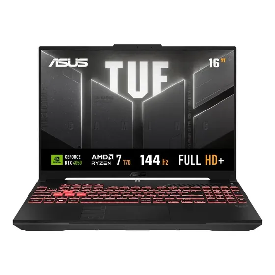 Notebook Gamer ASUS TUF Gaming A16, AMD Ryzen 7, RTX 4050, 16GB RAM, 512GB SSD, Linux KeepOS, Tela 16" IPS 144Hz, Mecha Gray - FA607NUQ-RL167