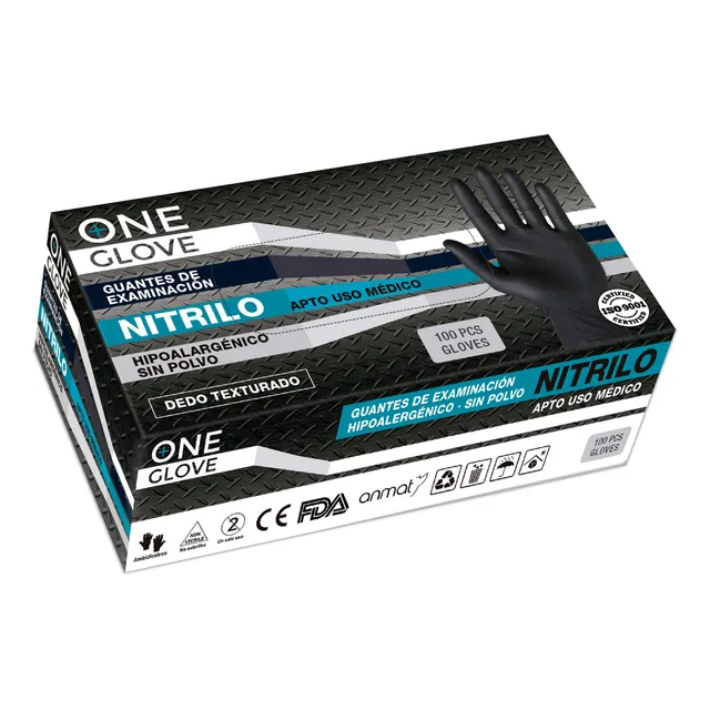 Guantes De Nitrilo Azul Reforzado Con Anmat Caja X 100u
