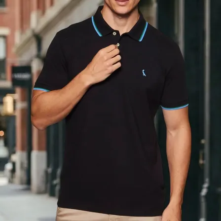 Camisa Polo Masculino Preto Curta 100% Algodão Reserva Preto N/a M Lisa