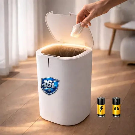 Lixeira Inteligente 16l Com Sensor Automático E Tampa Touch Branco