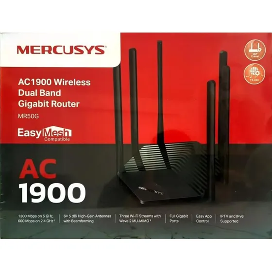 Router Mercusys Mr50g Ac1900 Gigabit Fibra Óptica 6 Antenas