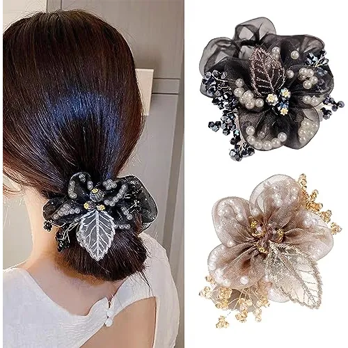 2 Packs Flores De Pelo Para Mujer, Bordado De Hoja Pmg5v