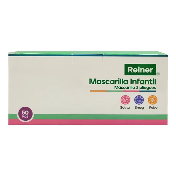 Mascarilla Desechable Niños - Caja 50 Unid Certificadas Color REINER CELESTE