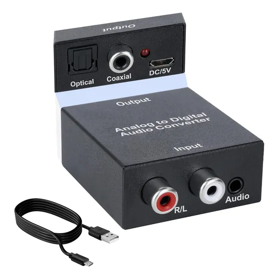 Convertidor De Audio Analógico A Digital Auxiliar Rca A Opti