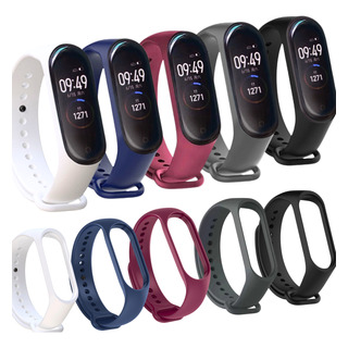 Kit 5 Pulseira Mi Band 3 E 4 Preto/branco/azul/cinza E Vinho Kit 5 Pulseira Mi Band 3 E 4 Preto/branco/azul/cinza E Vinho