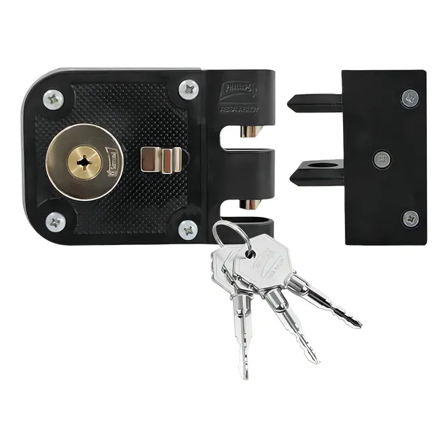 Cerradura Chapa Puerta Corrediza X 625 As Der Phillips Negra Color Negro