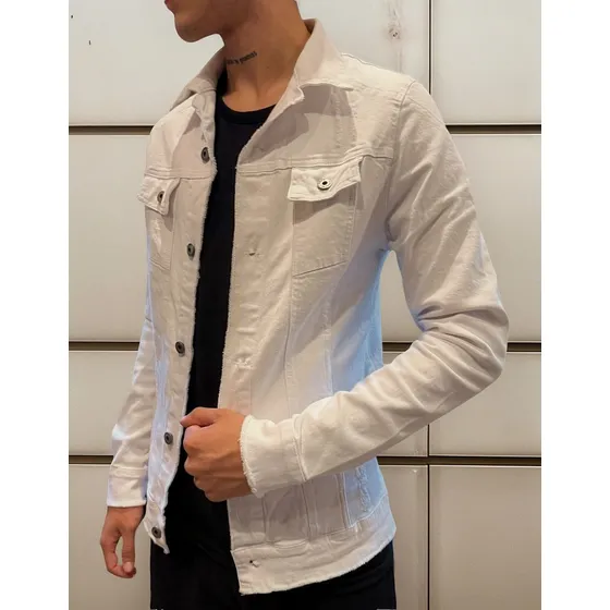 Campera Gabardina Blanca Elastizada De Hombre  - Toca