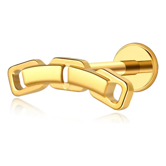 Piercing Labret Titânio Pvd Corrente 1.2x8 Mm
