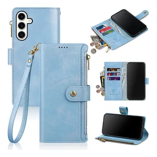 Funda Cartera Para Galaxy S24+ Plus Azul Cielo Piel Sintetic Funda Cartera Para Galaxy S24+ Plus Azul Cielo Piel Sintetic