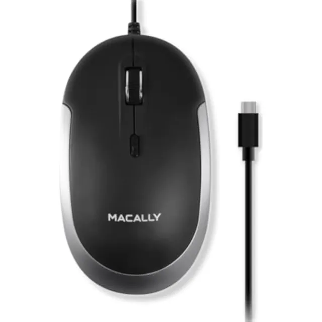 Mouse Usb Tipo C De Macally - Diseño Delgado Y Compacto -