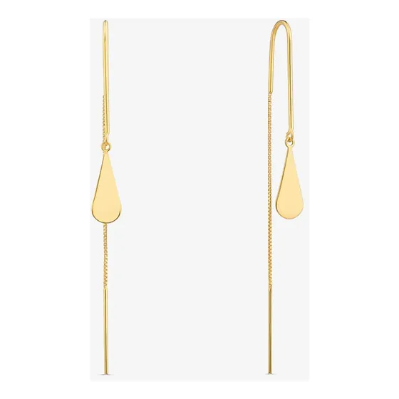 Brinco Longo Gota Em Prata 925 Com Banho De Ouro Amarelo 18k