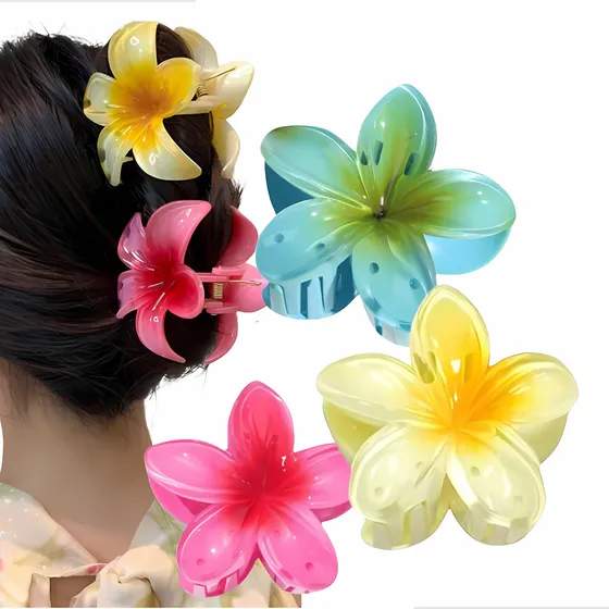Kit 3 Presilha Prendedor De Cabelo Piranha Flor Acessório Moda Verão Cores Vibrantes