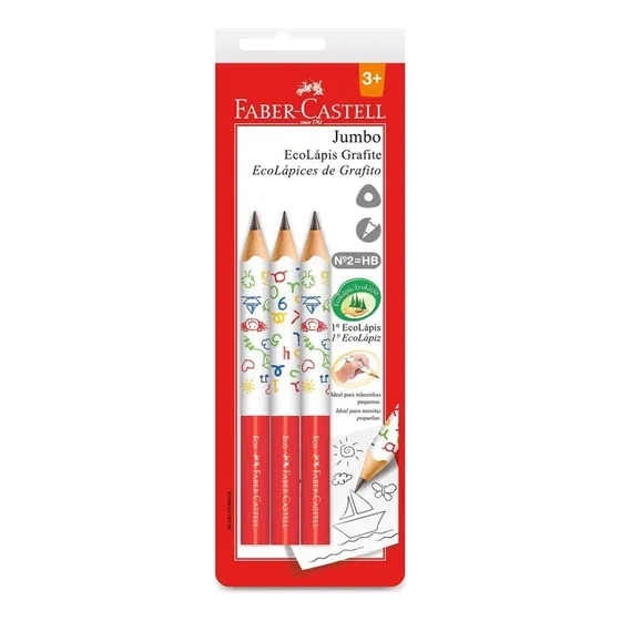 Lápis Preto N.2 Jumbo Triangular Faber Castell Bt 3 Un