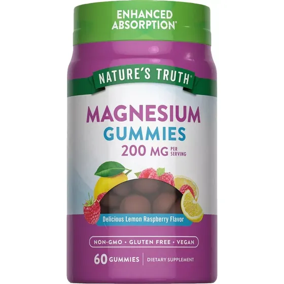 Magnesio 200mg X60 Gomitas Veg Limon Raspberry Natures Truth Sabor Limón Y Frambuesa