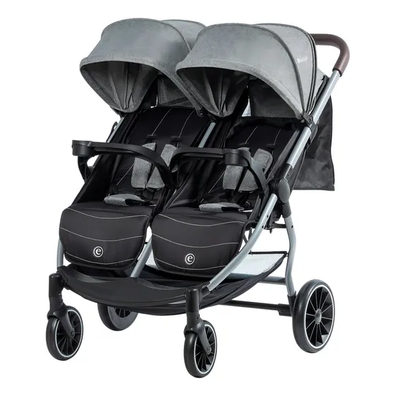Coche Para Bebe Gemelar cubrepié Bandejas Color Gris Oscuro Cubrepie Bandejas Chasis Aluminio
