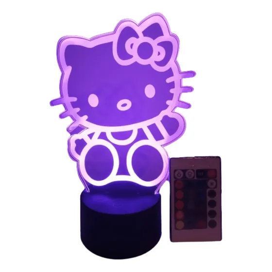Lampara Led 3d Hello Kitty Con Control Remoto