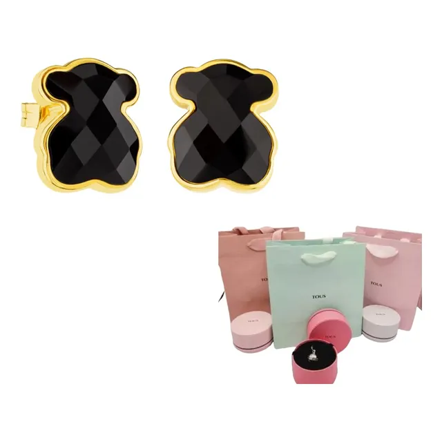 Aretes Tous Con Baño De Oro 18 Kt, Plata 925 + Kit De Regalo