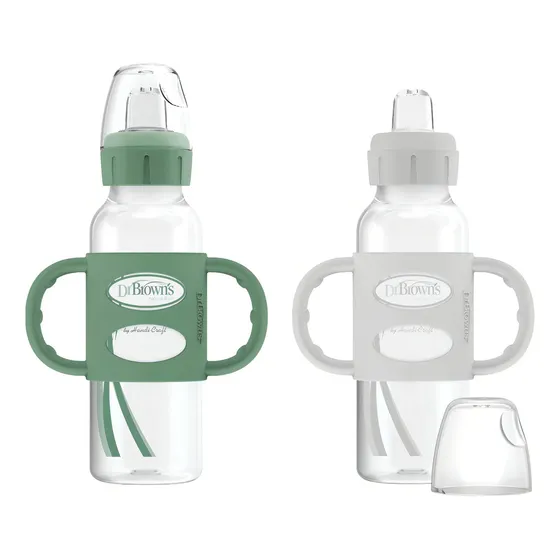 Vaso Entrenador Bebe Dr. Browns Tetero De Transición 2unid Color Verde-gris