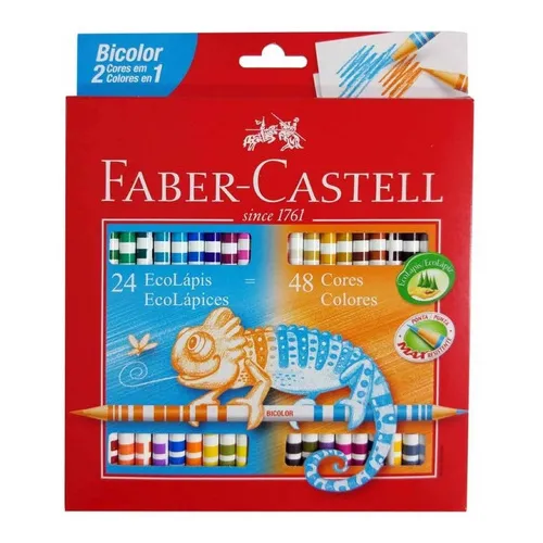 Ecolápis De Cor Faber Castell Bicolor 48 Cores