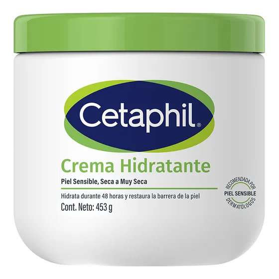 Cetaphil Crema Hidratante 453g Hidratación Continua Hasta Por 48 Horas Desde La 1era Aplicación Recomendada Por Dermatólogos Para Piel Sensible.