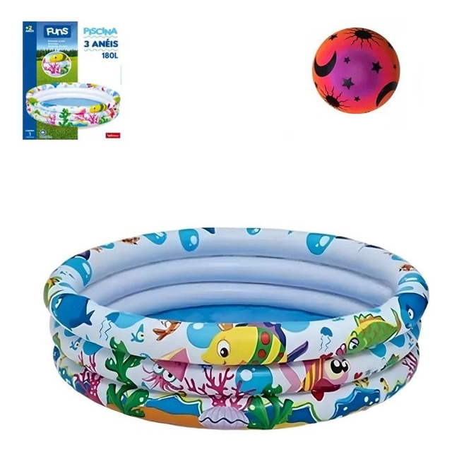 Piscina Inflável Infantil 180 Lts 3 Anéis Redonda Peixinho Piscina Inflável Infantil 180 Lts 3 Anéis Redonda Peixinho