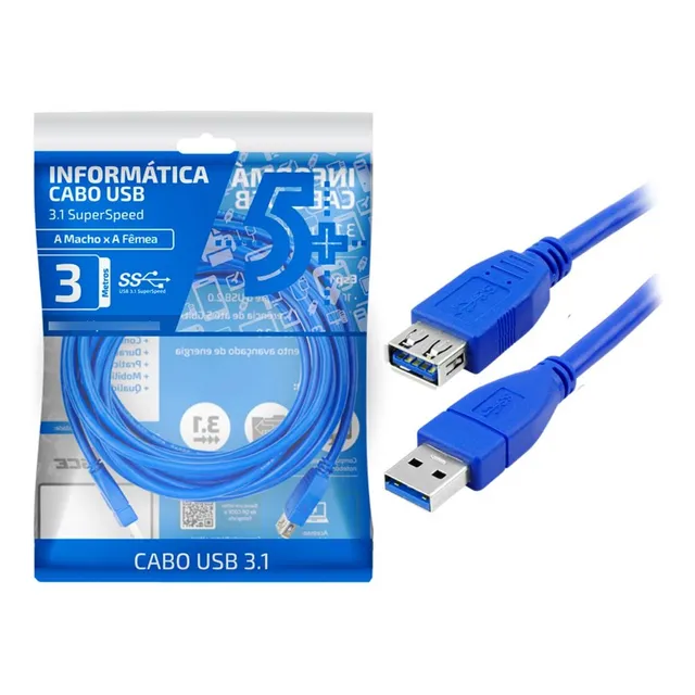 Cabo Extensor Usb 3.1 - 3 Metros - Chip Sce 018-7723