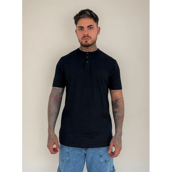 Remera Manaflo Cuello Mao Slim Hombre Adulto.