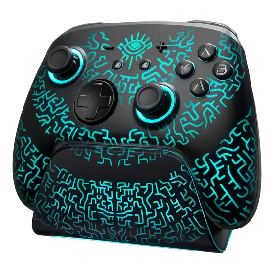 Controle Com Base Joystick Funlab Para Nintendo Switch 1/2 Preto