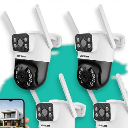 Kit 4 Câmeras Jortan Wifi Lente Dupla Externa Visão Noturna Branco/preto