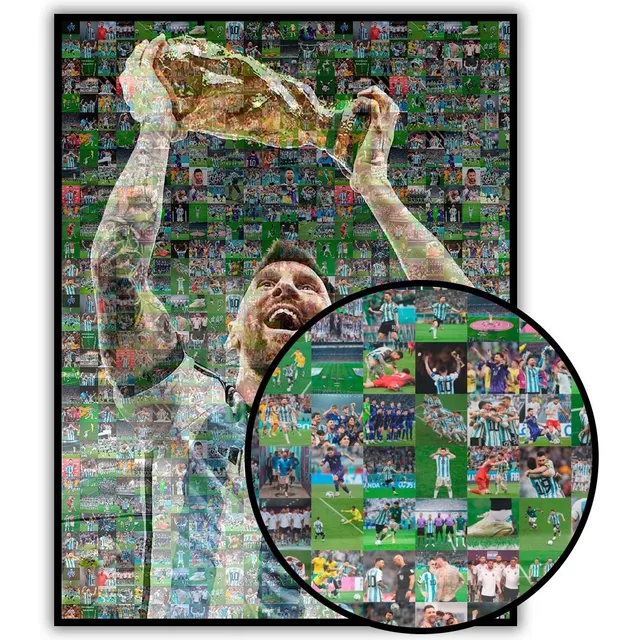 Cuadro Lionel Messi Argentina Campeon Del Mundo 30x40cm
