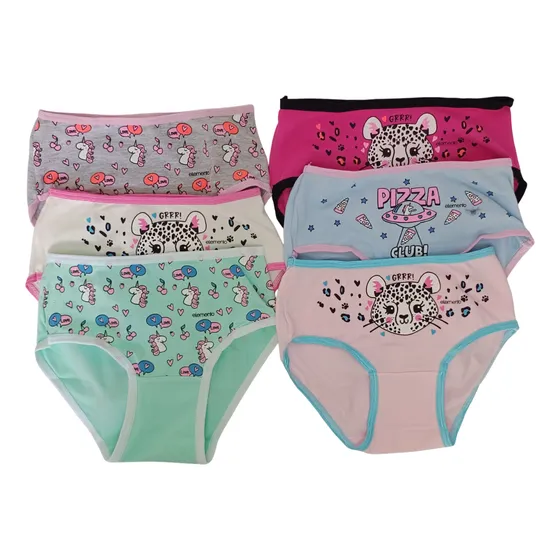 Pack X 6 Bombacha Clásica De Nena Elemento De Algodon Lycra