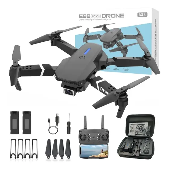 Dron Fpv Con Cámara 4k Wifi Profesional +2batería Recargable Color Negro
