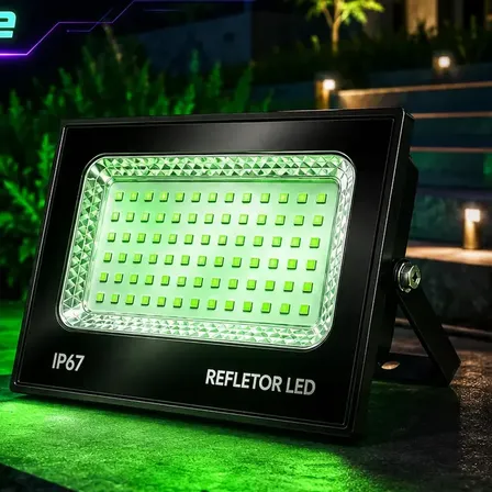 Kit 4 Refletores Led 300w Luz Verde Ip67 À Prova D'água Para Fachadas Jardins Garagens E Iluminação Externa