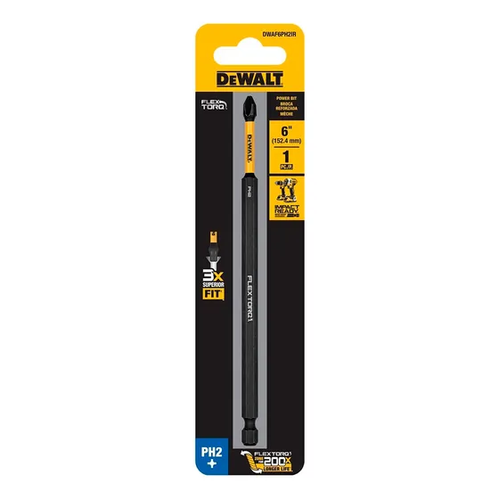 Brocas de impacto Phillips Ph2 x 150 mm 1/4 Flextorq Dewalt, 1 unidad
